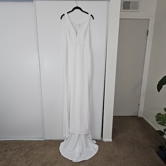 LULUS Extraordinary Romance White Button Back Mermaid Maxi Dress Medium - Picture 5 of 5